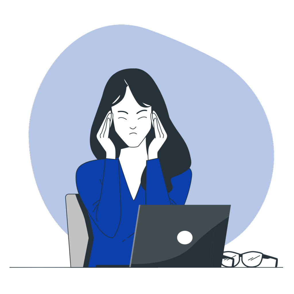 Femme stressée devant un ordinateur portable