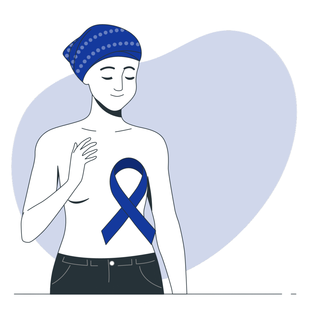 Personne portant un ruban bleu de sensibilisation